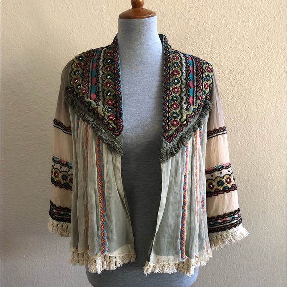 lovestitch Tops - Boho beaded cardigan